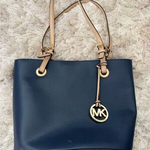 Michael Kors Dark Blue and Beige Tote